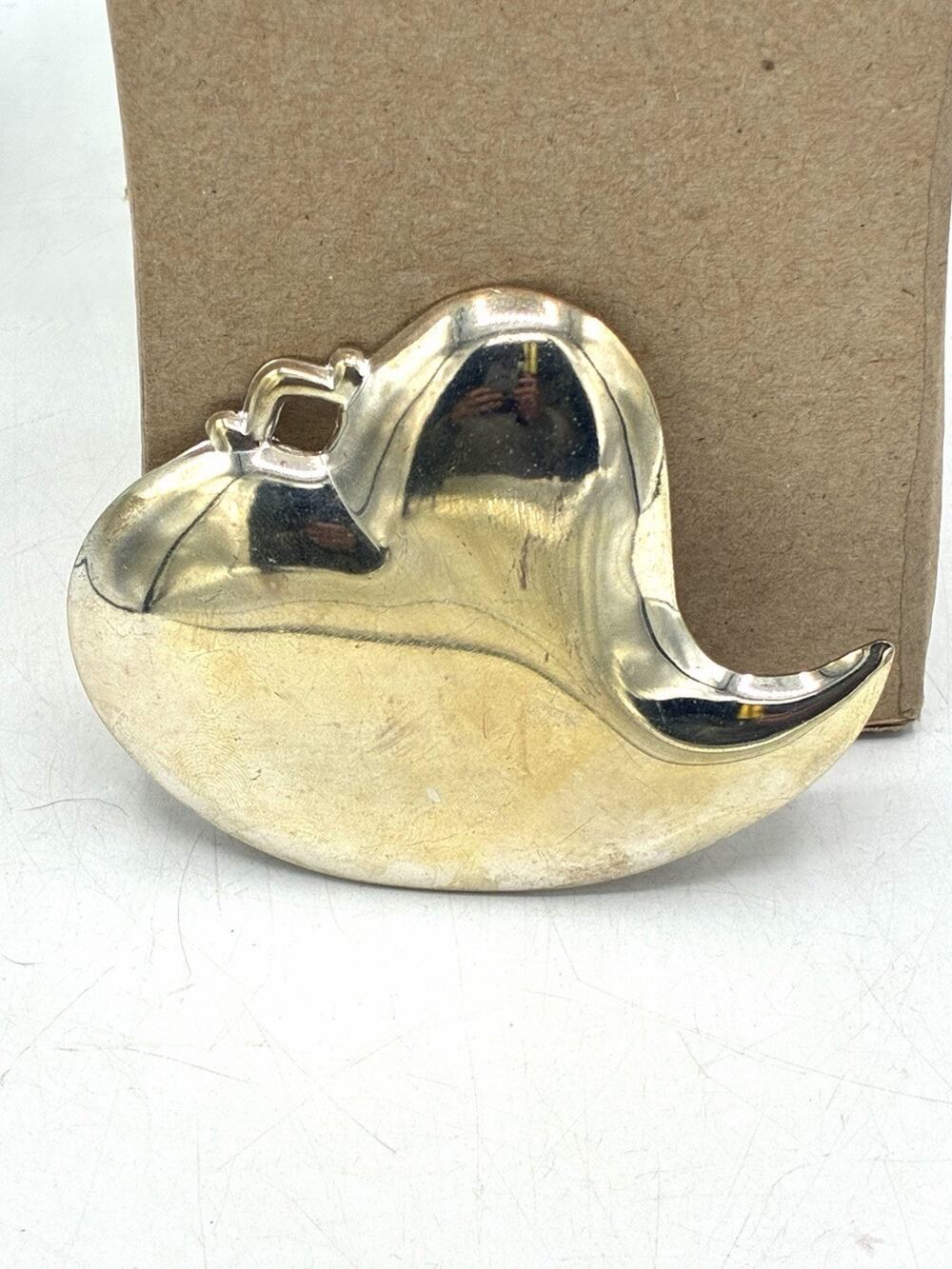 Vintage 1998 Gloria Duchin Silver Tone Abstract Leaf Pendant Modernist USA